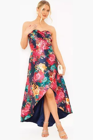 Chi Chi London Floral Bandeau Hi Lo Dress