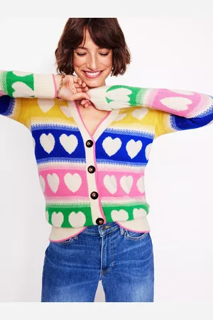 Boden Heart Fair Isle Boyfriend Cardigan