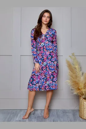 Chi Chi London Floral Long Sleeve Midi Dress