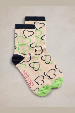 White Stuff Painterly Hearts Organic Cotton Rich Socks