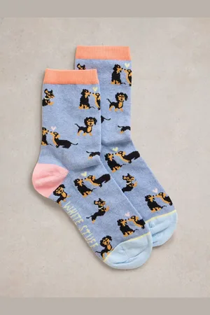 White Stuff Kissing Dogs Organic Cotton Rich Socks