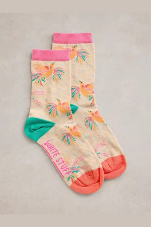 White Stuff Canyon Bird Organic Cotton Rich Ankle Socks