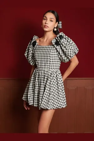Sister Jane Dream Thelma Check Puff Sleeve Mini Dress