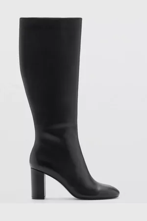 MANGO Harrison Leather Block Heel Calf Boots