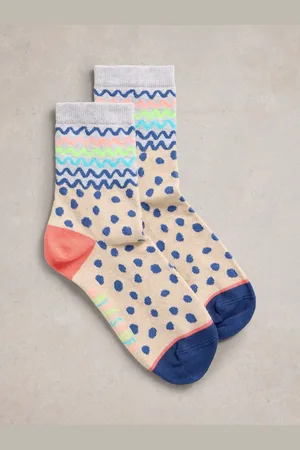 White Stuff Squiggle Organic Cotton Rich Socks