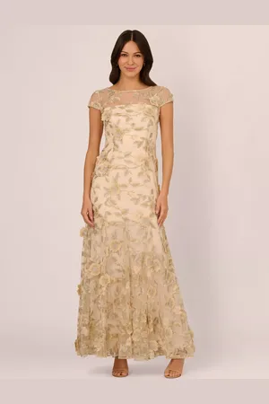 Adrianna Papell Floral Embroidered Godet Dress