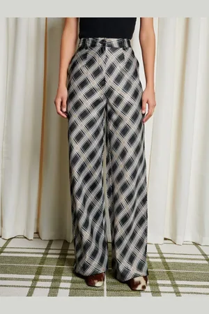Ghospell Morven Check Bias Cut Straight Leg Trousers