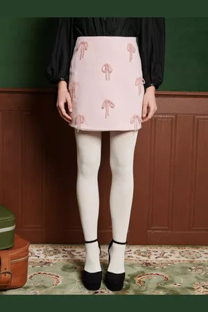 Sister Jane Alpine Embellished Bow Mini Skirt, Pink