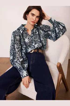 mint&berry Floral Print Open Stitch Shirt