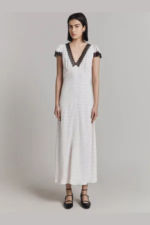Ghost Erika Polka Dot Bias Cut Midi Dress