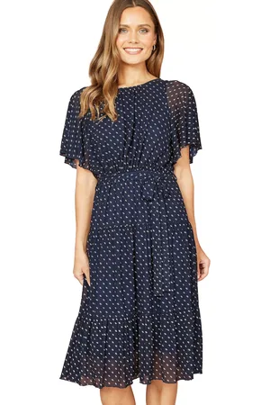 Yumi Dot Print Mesh Midi Dress