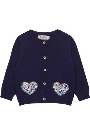 FrenchTrotters Baby Wiltshire Print Heart Wool and Cashmere Blend Cardigan