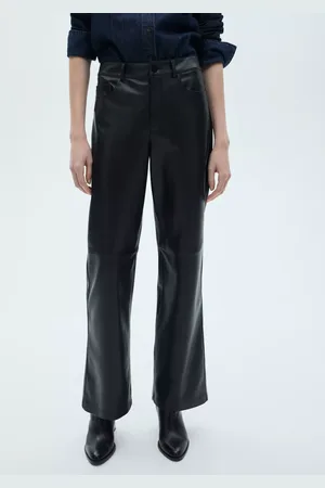 MANGO High Waist Faux Leather Trousers