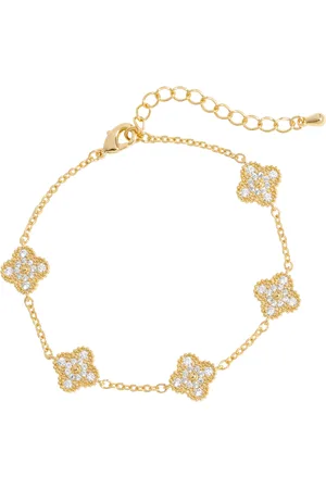 Jon Richard Clover Pave Station Bracelet