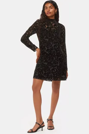 Whistles Petite Hot Fix Embellished Floral Velvet Burnout Mini Dress