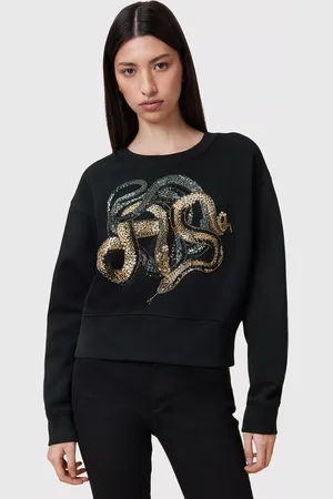 AllSaints Slitha Sequin Snakes Organic Cotton Rich Sweatshirt