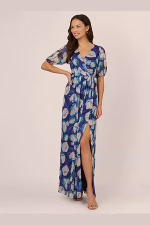 Adrianna Papell Floral Crinkle Chiffon Dress