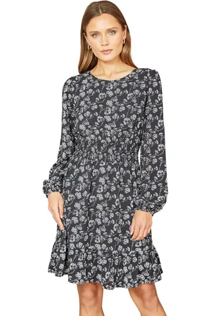 Yumi Mela London Floral Print Ruched Waist Skater Dress