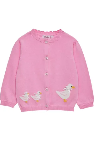 FrenchTrotters Baby Duck Cardigan, Bright Pink/Multi