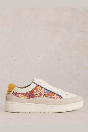 White Stuff Della Floral Leather Trainers