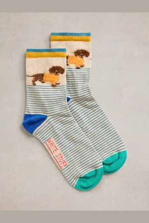 White Stuff Fluffy Dog Organic Cotton Rich Ankle Socks