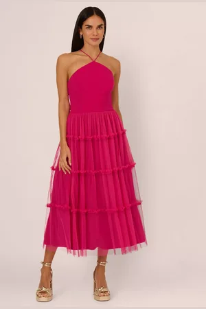 Adrianna Papell Adrianna by Knit Mesh Halterneck Dress