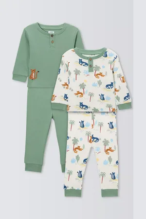 John Lewis Baby Tiger Ribbed Pyjamas, Pack of 2