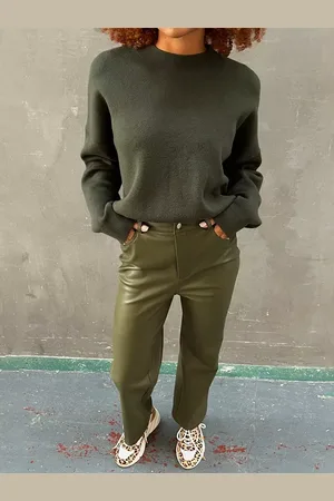 Never Fully Dressed Faux Leather Straight Leg Trousers