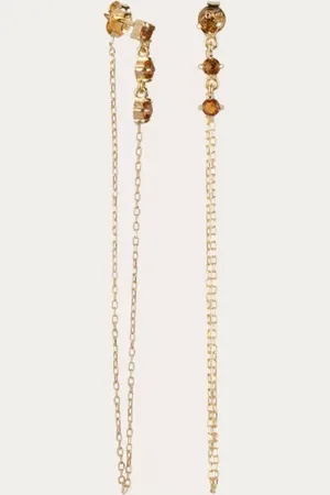 Ana Dyla Azra Citrine Long Chain Drop Earrings