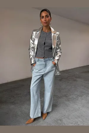 Never Fully Dressed Metallic Vegan Leather Blazer