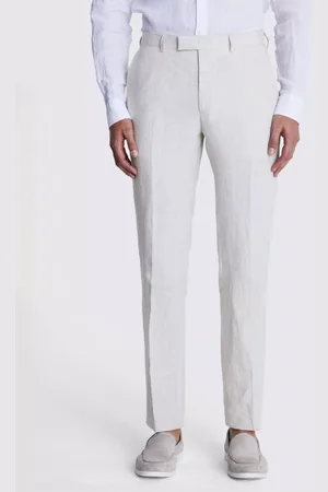 Moss Linen Slim Fit Puppytooth Suit Trousers