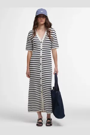 Barbour Isla Striped Stretch Cotton Midi Dress