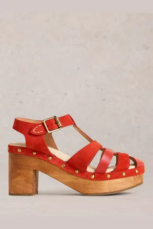 White Stuff Phoebe Suede Wooden Platform Clogs
