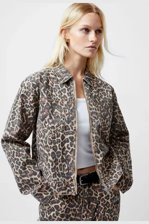 French Connection Charlie Leopard Print Denim Jacket