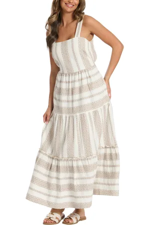 South Beach Square Neck Jacquard Maxi Dress