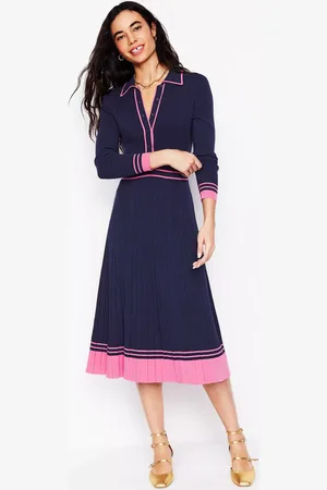 Boden Collared Pleated Knitted Dress