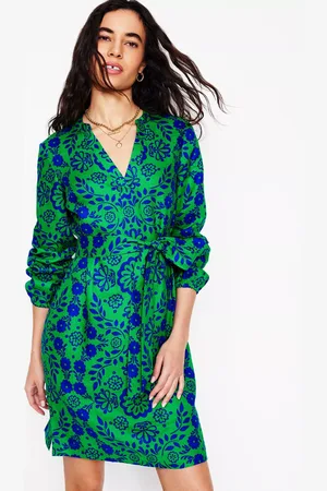 Boden Cleo Floral Tie Waist Pure Linen Dress