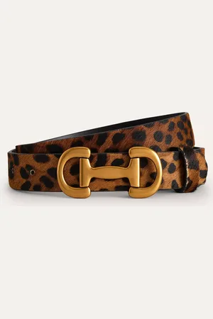 Boden Iris Animal Print Snaffle Trim Leather Belt