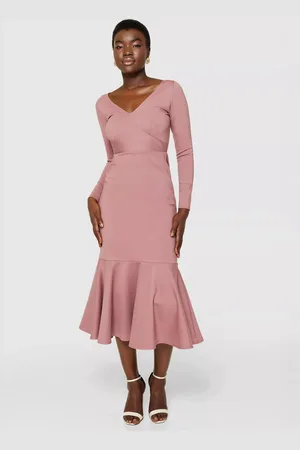 Closet Fit & Flare Ruffle Hem Dress