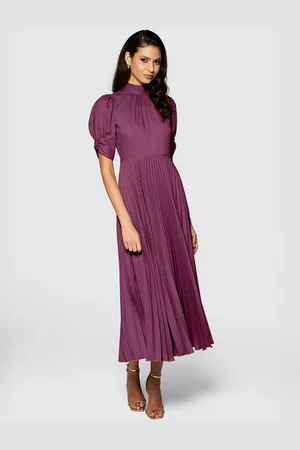 Closet Puff Sleeve Pleated Dress