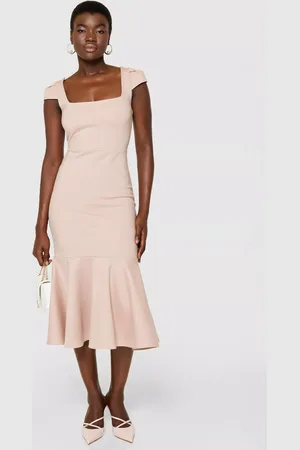Closet Fit & Flare Ruffle Hem Dress