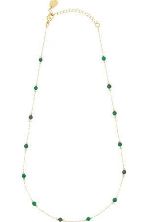 ESTELLA BARTLETT Positivity Malachite Paperclip Link Station Necklace