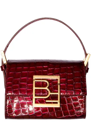 By Far Fran Croc Effect Leather Top Handle Bag, Black