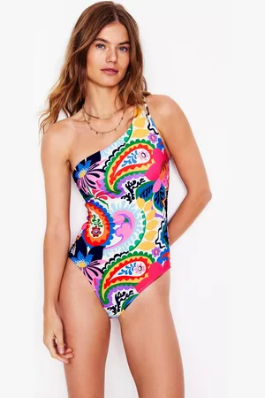 Boden Paisley Floral Asymmetric Swimsuit