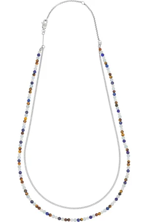 BARTLETT LONDON Mixed Gemstone and Chain Layered Necklace