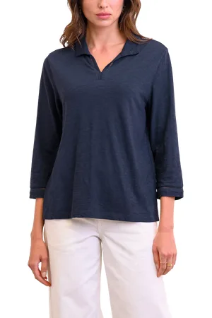 CELTIC & CO. Slub Jersey Trim Detail Polo Top