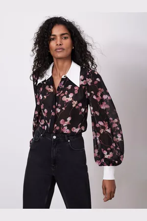 mint&berry Floral Print Contrast Collar Shirt