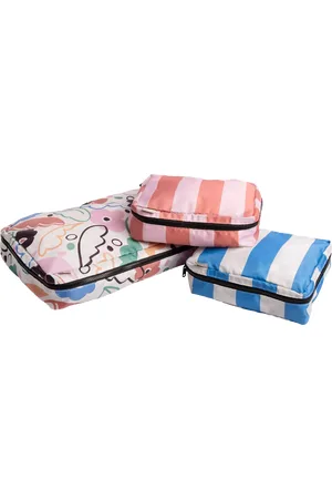 Caroline Gardner Floral & Stripe Packing Cubes, Pack of 3