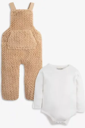 The Little Tailor Baby Sherpa Fleece Dungarees & Bodysuit