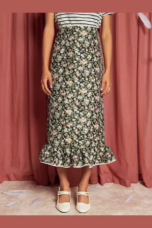Sister Jane Graces Floral Jacquard Cotton Midi Skirt